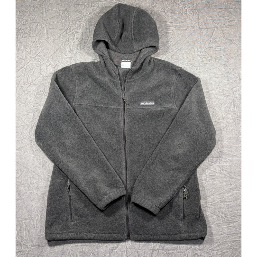 Columbia Fleece Hoodie Men L Gray XM8281 Full Zip Outdoor Soft Warm Layer